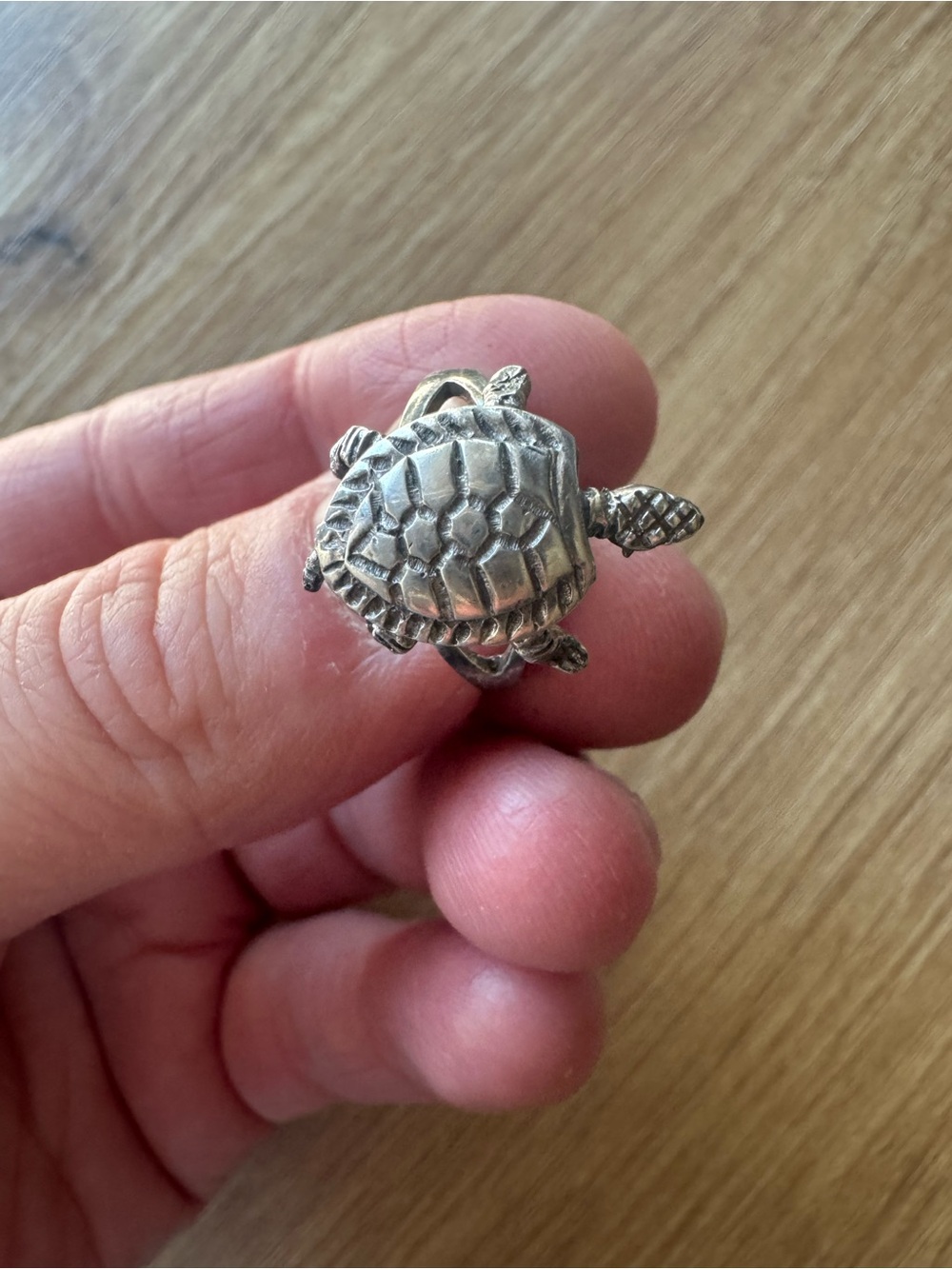 Vintage 925 Sterling Silver 3D Movable Turtle Ring Size 7 Signed Band